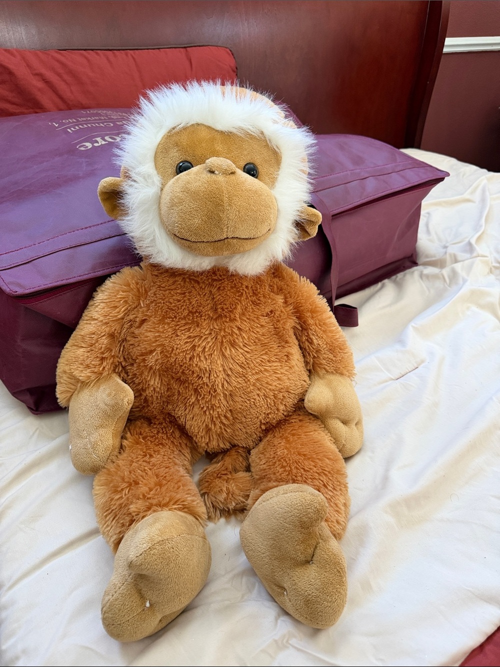 Plush Brown Monkey Stuffed Animal with White Face Trim